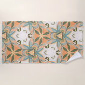 Peach Blue Botanical Seamless Pattern ビーチタオル (正面)