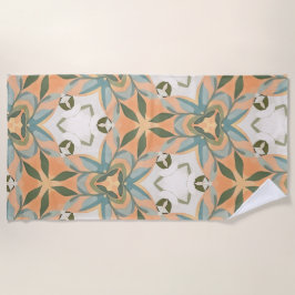 Peach Blue Botanical Seamless Pattern ビーチタオル