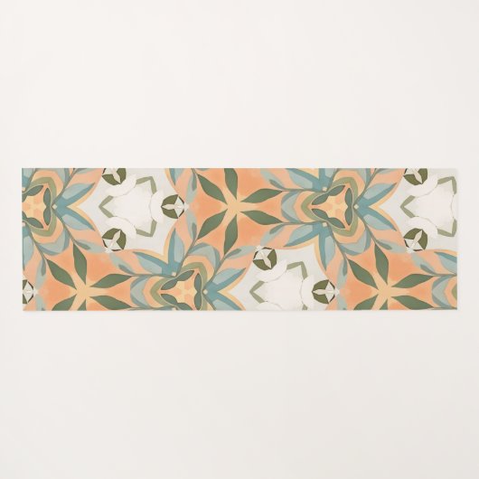 Peach Blue Botanical Seamless Pattern ヨガマット (裏面(横))