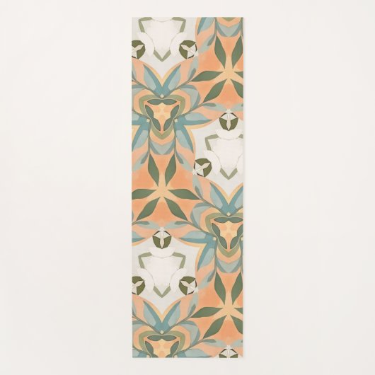 Peach Blue Botanical Seamless Pattern ヨガマット (正面)