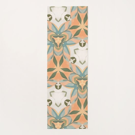 Peach Blue Botanical Seamless Pattern ヨガマット (裏面)