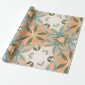 Peach Blue Botanical Seamless Pattern ラッピングペーパー (アンロールド)