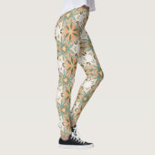 Peach Blue Botanical Seamless Pattern レギンス (右)