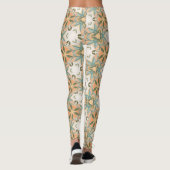 Peach Blue Botanical Seamless Pattern レギンス (裏面)