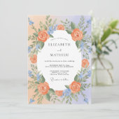 Peach Blue Exuberant Spring Wedding 招待状 (スタンド正面)