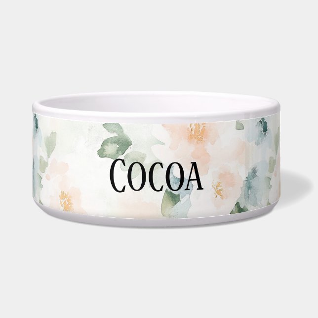 Peach Blue Flowers   ボウル (正面)