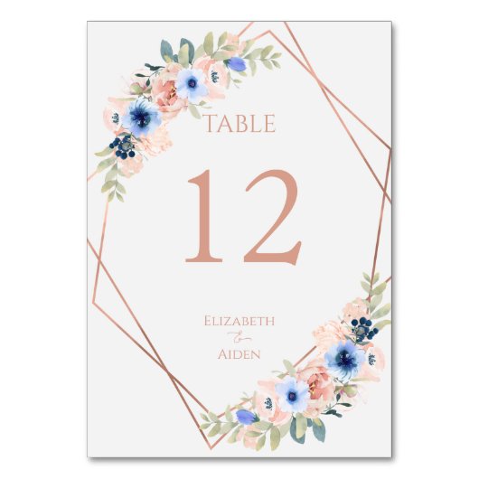 Peach Blue Wedding Collection テーブルナンバー (正面)