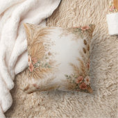 Peach Blush Boho Pampas Floral Frame クッション (ブランケット)