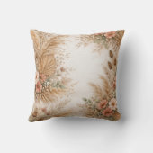 Peach Blush Boho Pampas Floral Frame クッション (裏面)