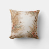 Peach Blush Boho Pampas Floral Frame クッション (正面)