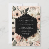 Peach Blush Botanical Romance Wedding 招待状 (正面)