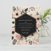 Peach Blush Botanical Romance Wedding 招待状 (スタンド正面)