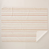 Peach Blush Cream Stripes シェルパブランケット (正面(横))