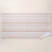 Peach Blush Cream Stripes ビーチタオル (正面)