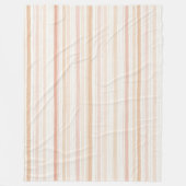 Peach Blush Cream Stripes フリースブランケット (正面)