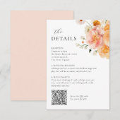 Peach & Blush Floral Wedding Details Card エンクロージャーカード (正面/裏面)