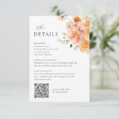 Peach & Blush Floral Wedding Details Card エンクロージャーカード (スタンド正面)