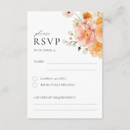 Peach & Blush Floral Wedding RSVP Card エンクロージャーカード