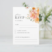 Peach & Blush Floral Wedding RSVP Card エンクロージャーカード (スタンド正面)