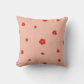Peach Blush Japanese Quince Floral Pattern クッション (正面)