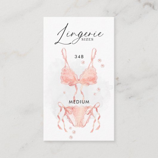 Peach Blush Lingerie Bridal Shower Size  エンクロージャーカード (正面)