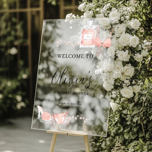 Peach Blush Lingerie Bridal Shower Welcome アクリルサイン