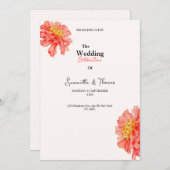 Peach Blush roses classy wedding invitation 招待状 (正面/裏面)