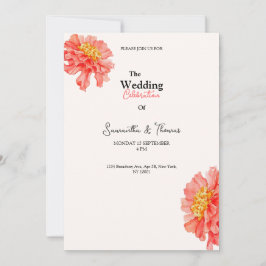 Peach Blush roses classy wedding invitation 招待状