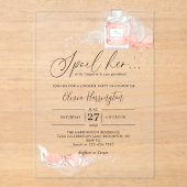 Peach Blush Spoil Her Lingerie Bridal Shower アクリル招待状 (正面)