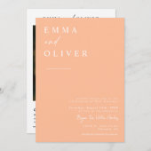 Peach Bohoモダンの写真結婚QRコードRSVP 招待状 (正面/裏面)