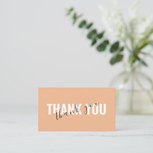 Peach Bold Script Thank You Card Discount Business 名刺 (スタンド正面)