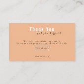 Peach Bold Script Thank You Card Discount Business 名刺 (裏面)