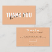 Peach Bold Script Thank You Card Discount Business 名刺 (正面/裏面)