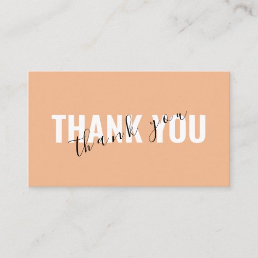 Peach Bold Script Thank You Card Discount Business 名刺 (正面)