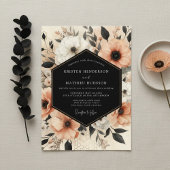 Peach Botanical Elegance Wedding 招待状