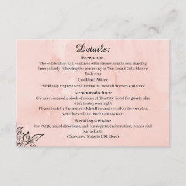  Peach Botanical Wedding Details Card エンクロージャーカード
