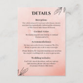  Peach Botanical Wedding Details Card エンクロージャーカード (正面)
