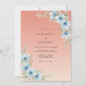 Peach Breezy Botanical Wedding 招待状 (正面)