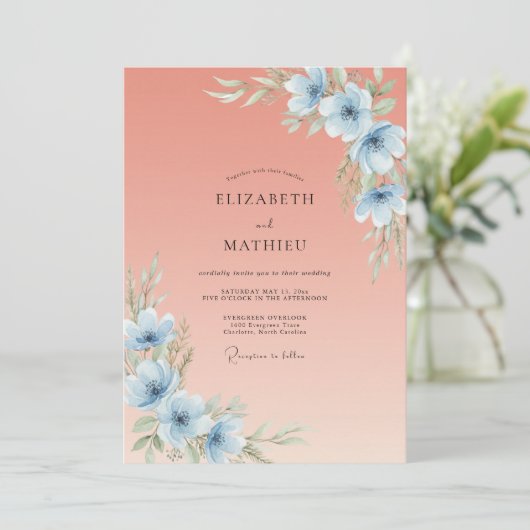 Peach Breezy Botanical Wedding 招待状 (スタンド正面)