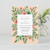 Peach Breezy Watercolor Wedding 招待状 (スタンド正面)