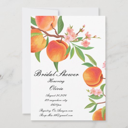 PEACH BRIDAL SHOWER INVITATION 招待状 (正面)