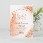 Peach Bridesmaid Dress Bridal Shower 招待状 (スタンド正面)