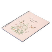 Peach Butterflies Cage Floral ノートブック (左側)