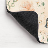Peach Butterflies Floral マウスパッド (コーナー)