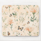 Peach Butterflies Floral マウスパッド (正面)