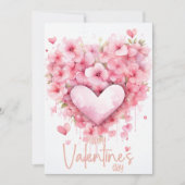 Peach cherry blossom heart Happy Valentines Day シーズンカード (正面)