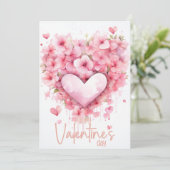 Peach cherry blossom heart Happy Valentines Day シーズンカード (スタンド正面)