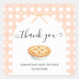 Peach Coquette Pie Baby Shower Thank You スクエアシール