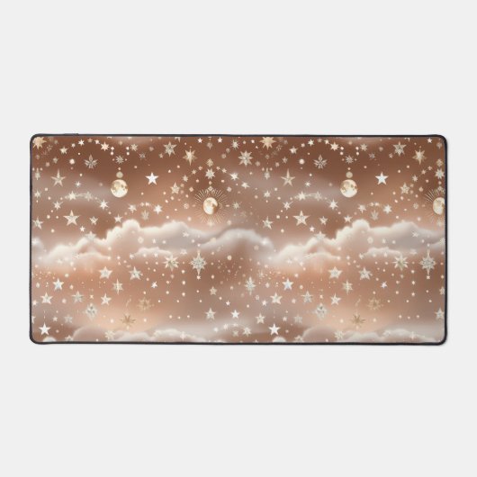 Peach Cream Celestial Moon Phases Warm デスクマット (正面)