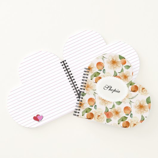 Peach & Cream Floral Elegant Notebook Cover Design ノートブック (内部)